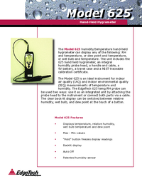Thumbnail of document Data Sheet - 625 Handheld Humidity/Temperature Hygrometer